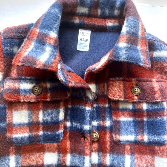 Carter's Kid Plaid Fleece-Lined Shacket Red / Navy Size 4 NWT Jacket Coat - Picture 4 of 7